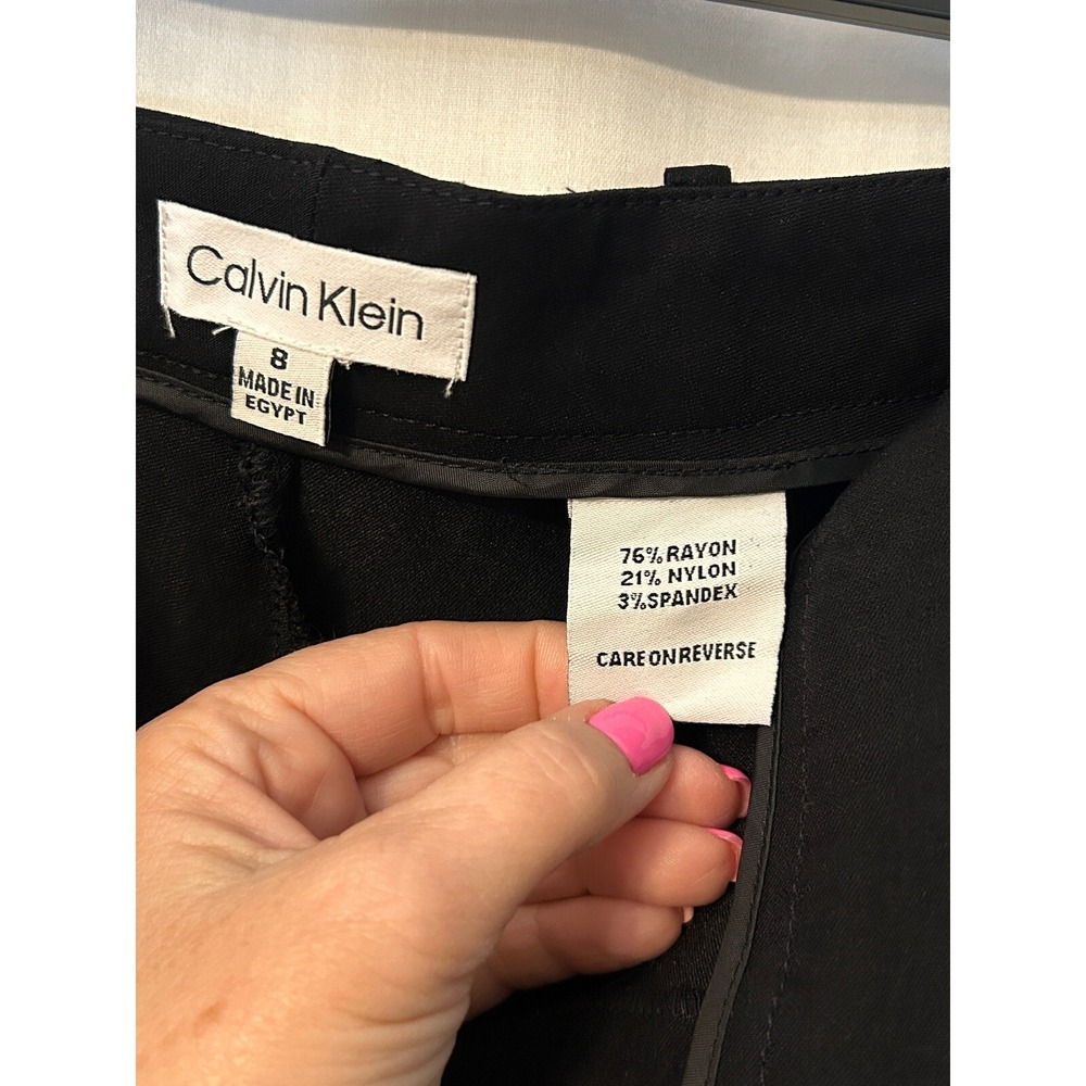Calvin Klein Cropped Pants Tapered Leg Fitted Black Size 8 - Picture 5 of 6
